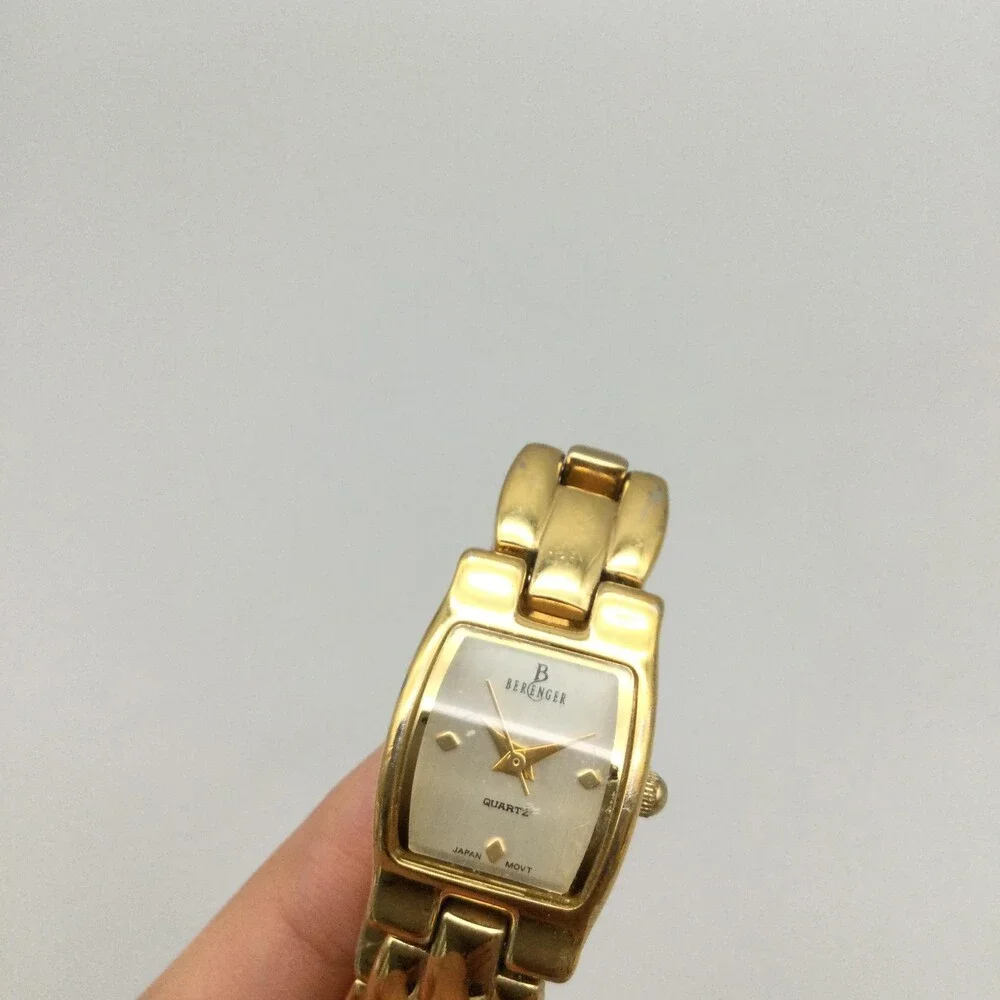 Berenger Womens Watch 16mm Gold Plated Bracelet Cream Dial New Battery 7.75